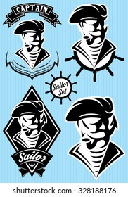 set vector template in retro style with pirate