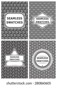 set of vector template with seamless swatches in retro style for packaging