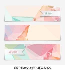 Set of vector templates for banner. Vector abstract geometric background. Triangles and hairlines