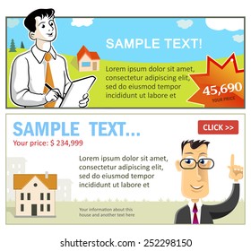 Set of Vector Templates for Banner Design. Vector Illustrations for Real Estate Advertising