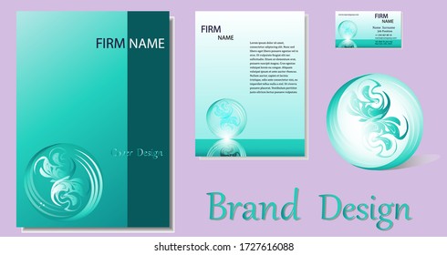 A set of vector templates. Brochure cover design, poster/flyer design, business card and logo. Brand design.