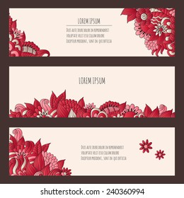 Set of vector templates for Corporate identity   with hand drawn ornamental flowers