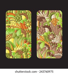 Set of vector templates for Corporate identity   with hand drawn ornamental flowers