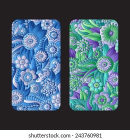 Set of vector templates for Corporate identity   with hand drawn ornamental flowers