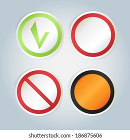 Set of vector templates for deny and allowed signs