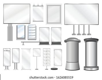 Set of vector templates for design and decoration of billboards and advertising structures for the city and exhibition