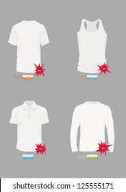 Set of vector templates of design of a t-shirt