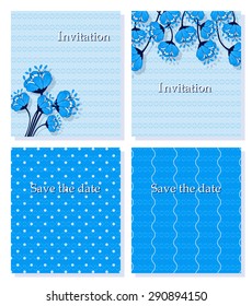 Set of vector templates for invitations, wishes, save the date