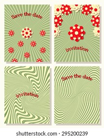 Set of vector templates for invitations, wishes, save the date
