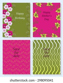 Set of vector templates for invitations, wishes, save the date