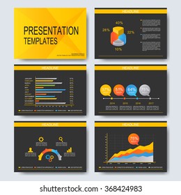 Set of vector templates for multipurpose presentation slides. Modern business design with graph and charts.