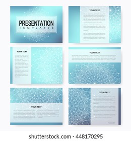 Set of vector templates for multipurpose presentation slides. Brochure, Leaflet, flyer, cover, magazine or annual report. Modern business, science, medicine design. Abstract presentation with mandala