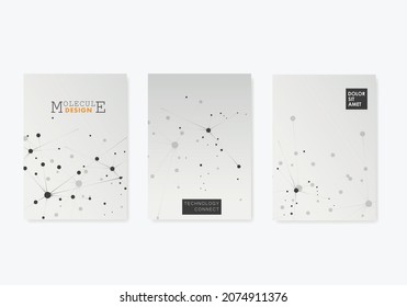 Set vector templates for presentation slides. Vector background with molecule structure. Layout template design
