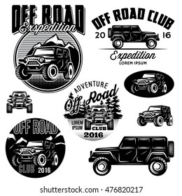 set of vector templates for SUVs off-road sport club logos