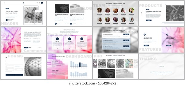 Set of vector templates for website design, minimal presentations, portfolio. Simple elements on white background. Templates for presentation slides, flyer, leaflet, brochure cover, annual report