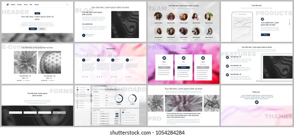 Set of vector templates for website design, minimal presentations, portfolio. Simple elements on white background. Templates for presentation slides, flyer, leaflet, brochure cover, annual report