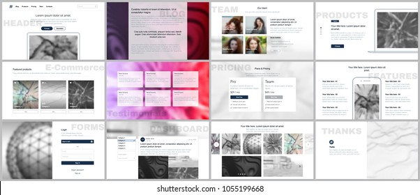Set of vector templates for website design, minimal presentations, portfolio. Simple elements on white background. Templates for presentation slides, flyer, leaflet, brochure cover, annual report