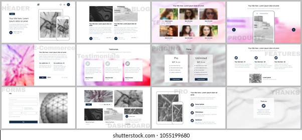 Set of vector templates for website design, minimal presentations, portfolio. Simple elements on white background. Templates for presentation slides, flyer, leaflet, brochure cover, annual report