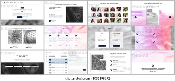 Set of vector templates for website design, minimal presentations, portfolio. Simple elements on white background. Templates for presentation slides, flyer, leaflet, brochure cover, annual report