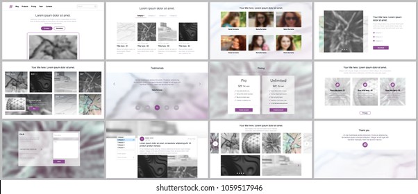 Set of vector templates for website design, minimal presentations, portfolio. Simple elements on white background. Templates for presentation slides, flyer, leaflet, brochure cover, annual report.