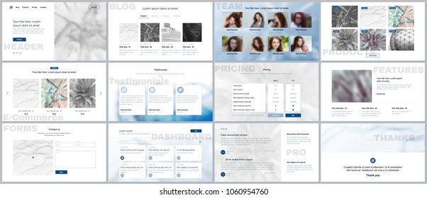 Set of vector templates for website design, minimal presentations, portfolio. Simple elements on white background. Templates for presentation slides, flyer, leaflet, brochure cover, annual report.