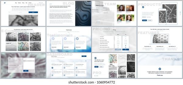 Set of vector templates for website design, minimal presentations, portfolio. Simple elements on white background. Templates for presentation slides, flyer, leaflet, brochure cover, annual report.