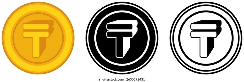 Set vector tenge coins icon. Kazakhstan currency symbol template design illustration