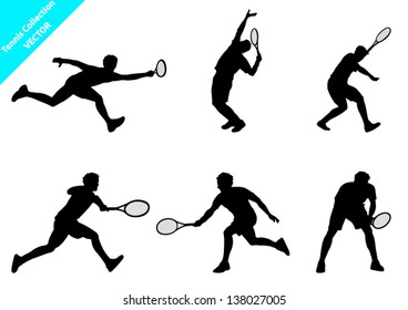 Set von Vektor Tennis-Spieler Silhouetten