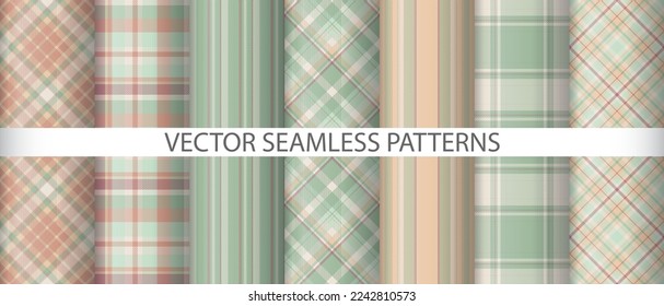 Set vector textile plaid. Background texture check. Seamless pattern tartan fabric collection.