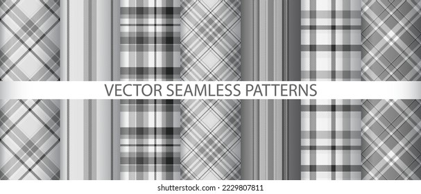 Set vector textile seamless. Fabric texture check. Tartan background pattern plaid collection.
