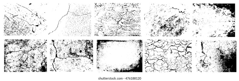 Set of Vector texture. Frame, abstract shape, dust, scratch, crack, dirty, splatter, poster for your design. Urban  Background.  Illustration for create grunge Effect