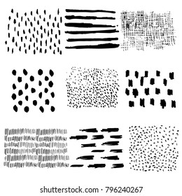 Set of vector textures with lines and dots