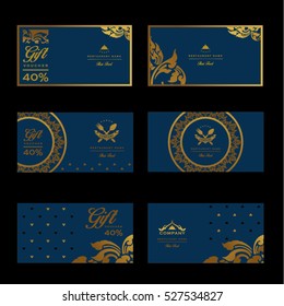 Set of vector thai card templates with floral elements for business cards, invitations, postcards. Vector illustration.