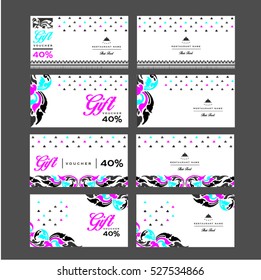 Set of vector thai card templates with floral elements for business cards, invitations, postcards. Vector illustration.