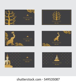 Set of vector thai card templates with floral elements for business cards, invitations, postcards. Vector illustration.