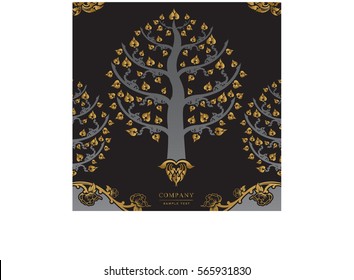 Set of vector thai card templates with floral elements for business cards, invitations, postcards. Vector illustration.