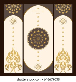 Set of vector thai card templates with floral elements for business cards, invitations, postcards. Vector illustration.