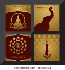 Set of vector thai card templates with floral elements for business cards, invitations, postcards. Vector illustration.