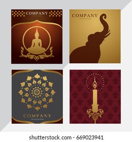 Set of vector thai card templates with floral elements for business cards, invitations, postcards. Vector illustration.