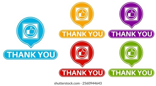 set vector thank you sign icon. thanks badges symbol labels sticker design illustration