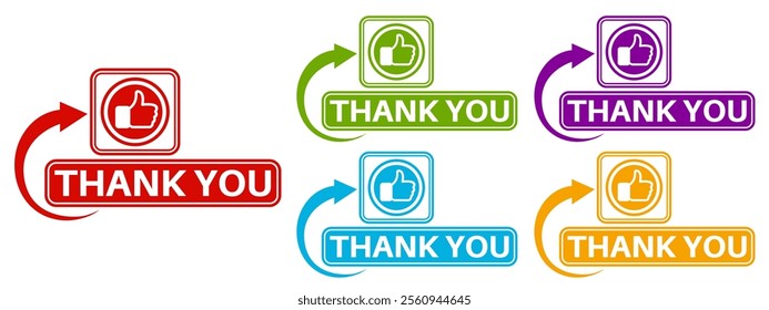 set vector thank you sign icon. thanks badges symbol labels sticker design illustration