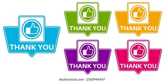 set vector thank you sign icon. thanks badges symbol labels sticker design illustration