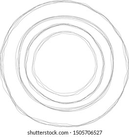 A set of vector thin circle lines . Hand drawn design. Artistic design elements on white background. Thin wreath, geometric shapes, text boxes. Paint or ink smudges vector