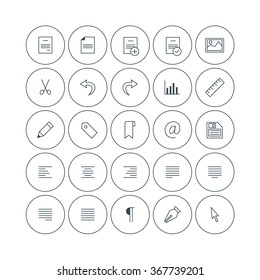Set of Vector Thin Line Text Formattng Icons. Document Types, Alignment, Paragraph