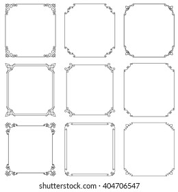 Set of vector thin vintage frame for your design. Vintage cover. Place for text.
