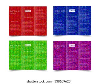 Set of vector three fold brochure design template with abstract knitted sweater background EPS10 Tri-Fold Mock up & back Brochure Design 