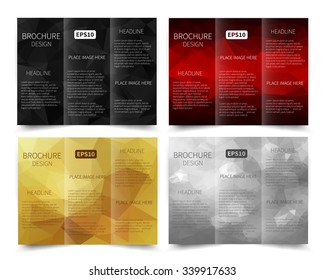 Set of vector three-fold brochure design templates with abstract geometric background EPS10 Tri-Fold Mock up & back Brochure Design 