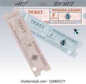 Set of vector tickets c months of year, January, February, March