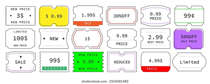 Set of vector tickets, price tags and coupons. Sale promotion labels, black friday, 11.11.11, cyber monday. Perfect for retail marketing and special offers