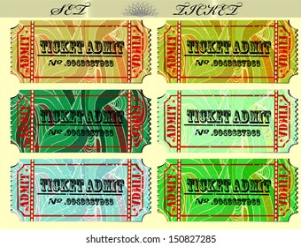 Set of vector tickets of various colors, stylish registration. EPS 10